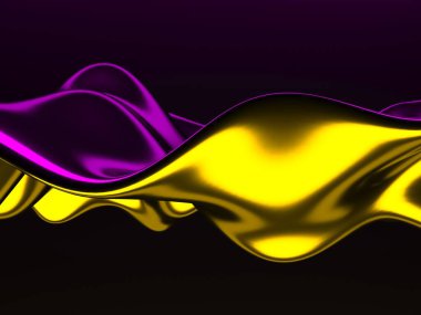 Renkli sıvı metalik dalgalı arka plan. 3d resimleme