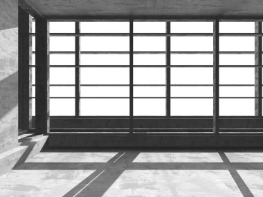 Dark Beton Duvar Mimarisi. Boş Oda. 3d Görüntüleme