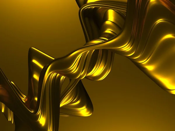 Golden Abstract Wavy Liquid Background Render Illustration — Stock Photo, Image