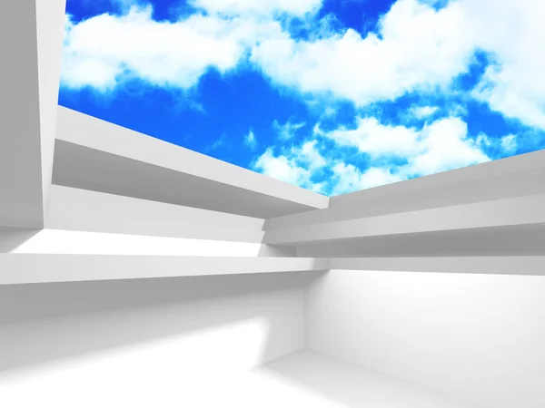 Prázdná Bílá Architektura Výhledem Oblohu Vykreslení — Stock fotografie