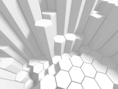 Beyaz Geometrik Altıgen Soyut Arkaplan. 3d Hazırlama