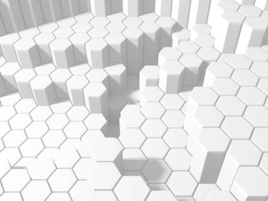 Beyaz Geometrik Altıgen Soyut Arkaplan. 3d Hazırlama