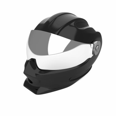 Gelecekçi motosiklet entegre kaza kaskı. 3d resimleme