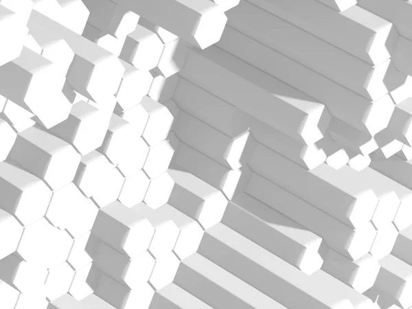 Biały Geometryczny Sześciokąt Abstrakcyjne Tło Renderowanie — Zdjęcie stockowe