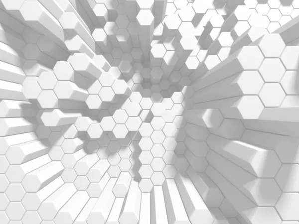 ホワイト ジオメトリヘキサゴン概要背景 3Dレンダリング — ストック写真