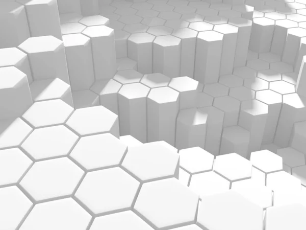 White Geometric Hexagon Abstract Achtergrond Render — Stockfoto