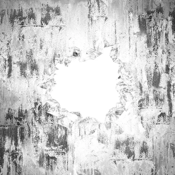 Cracked Broken Hole Concrete Wall Grunge Background Render Illustration — Stock Photo, Image