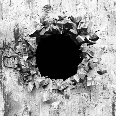 Dark Beton Duvar Mimarisi. Boş Oda. 3d Görüntüleme