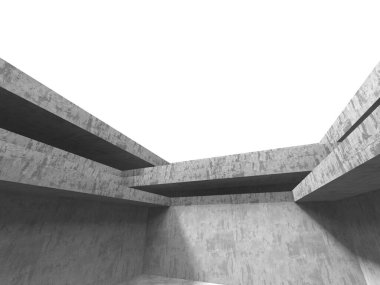 Dark Beton Duvar Mimarisi. Boş Oda. 3d Görüntüleme