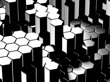 Gelecekçi teknoloji konsepti. Altıgen yüzeyi şekillendirir. 3d resimleme