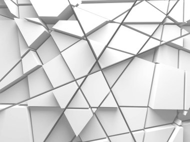 Beyaz Geometrik Poligon Soyut Arkaplan. 3d Hazırlama