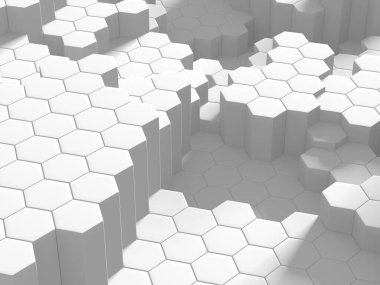 Soyut beyaz geometrik altıgen arka plan. 3d resimleme