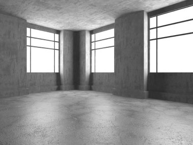 Soyut mimari arka plan. İçi boş beton döşeme. 3d hazırlayıcı