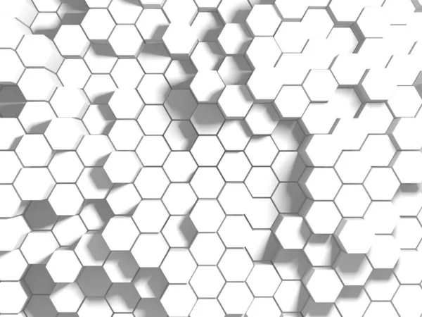 Abstract White Geometric Hexagon Background Render Illustration — Stock Photo, Image