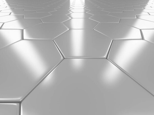 Abstract white geometric hexagon background. 3d render illustration