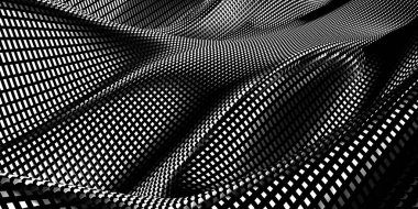 Metalik, soyut, dalgalı sıvı arka plan. 3d resimleme