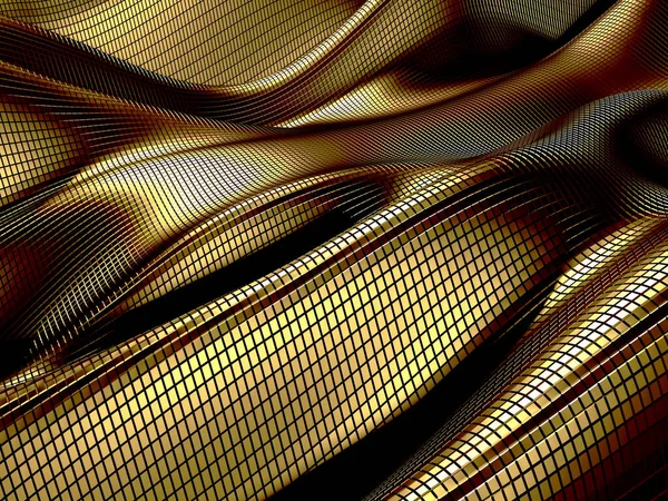 Fundo Líquido Ondulado Abstrato Dourado Renderizar Ilustração — Fotografia de Stock