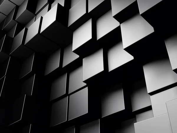 Cubos Prata Escura Fundo Metálico Abstrato Design Moderno Renderização — Fotografia de Stock