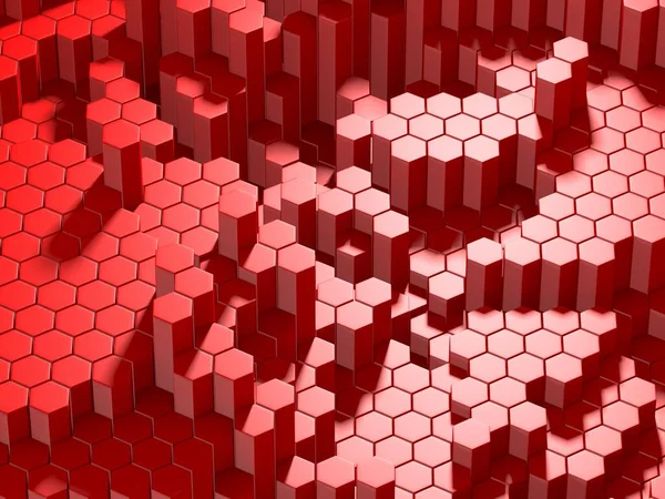 Hexagon Abstract Chaotic Red Bricks Wall Background 약자이다 일러스트레이션 — 스톡 사진