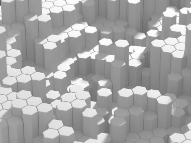 Soyut beyaz geometrik altıgen arka plan. 3d resimleme