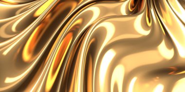 Altın soyut dalgalı sıvı arka plan. 3d resimleme