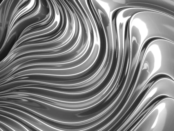 Metallic Abstract Wavy Liquid Background Render Illustration — Stock Photo, Image