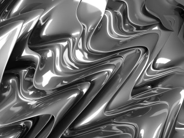 Metalik, soyut, dalgalı sıvı arka plan. 3d resimleme