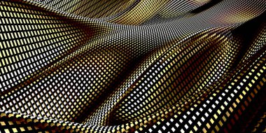 Altın soyut dalgalı sıvı arka plan. 3d resimleme