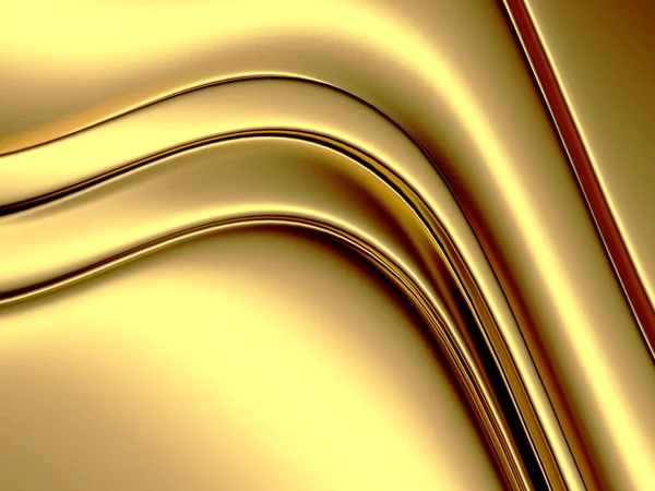 Fundo Líquido Ondulado Abstrato Dourado Renderizar Ilustração — Fotografia de Stock