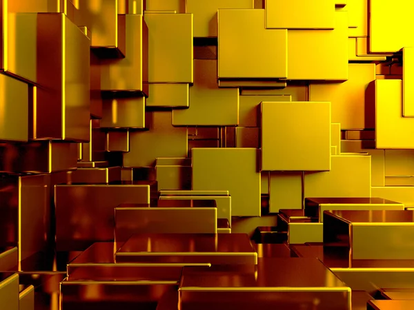 华丽的金色背景 金光闪闪的立方体阵列 3D渲染 — 图库照片