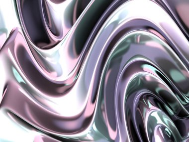 Renkli sıvı metalik dalgalı arka plan. 3d resimleme