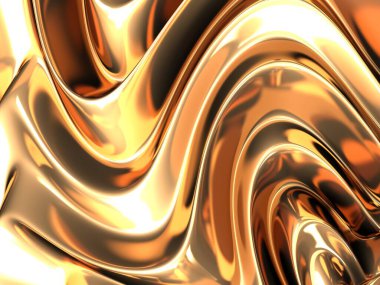 Altın soyut dalgalı sıvı arka plan. 3d resimleme