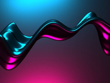 Renkli sıvı metalik dalgalı arka plan. 3d resimleme