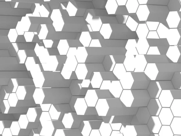 概要白い幾何学的六角形の背景 3Dレンダリング図 — ストック写真