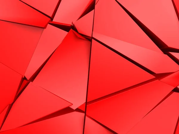 Red Triangle Poligon Chaotic Pattern Wall Background Render Illustration — Stock Photo, Image