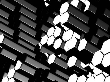 Gelecekçi teknoloji konsepti. Altıgen yüzeyi şekillendirir. 3d resimleme