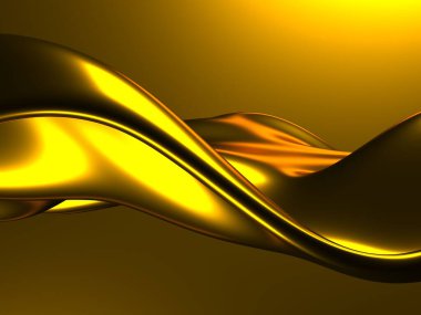 Altın soyut dalgalı sıvı arka plan. 3d resimleme