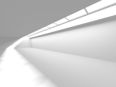 Aydınlatılmış koridor iç tasarımı. Boş Oda İç mimarisi. 3 Boyutlu Hazırlama