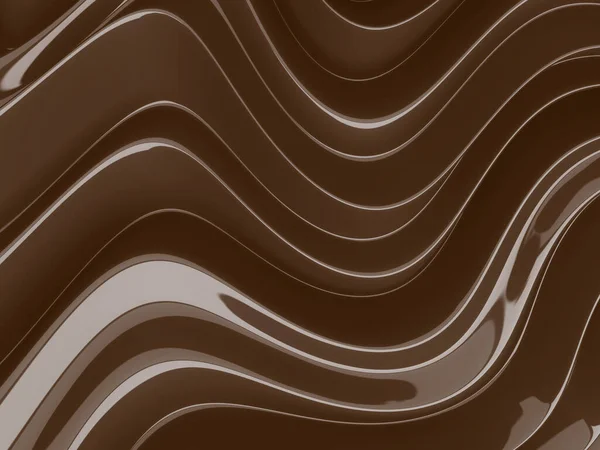 Massa Chocolate Derretido Fundo Ondas Chocolate Renderização — Fotografia de Stock