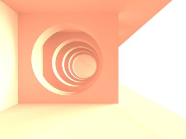 Aydınlatılmış koridor iç tasarımı. Boş Oda İç mimarisi. 3 Boyutlu Hazırlama