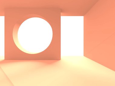 Aydınlatılmış koridor iç tasarımı. Boş Oda İç mimarisi. 3 Boyutlu Hazırlama