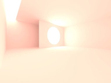 Aydınlatılmış koridor iç tasarımı. Boş Oda İç mimarisi. 3 Boyutlu Hazırlama