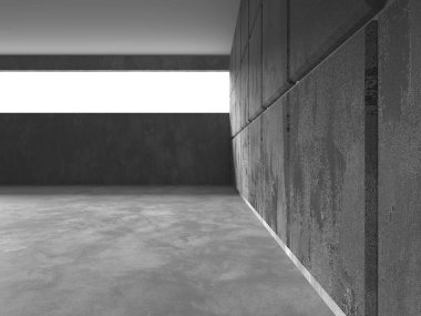 Dark Beton Duvar Mimarisi. Boş Oda. 3d Görüntüleme