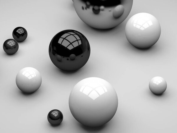 Spheres of balls abstract background. Realistic 3d shapes. 3d render illustration