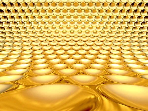 Golden dots glossy abstract background. 3d render illustration