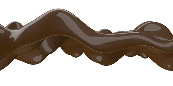 融化的巧克力团 巧克力波背景 3D渲染 — 图库照片