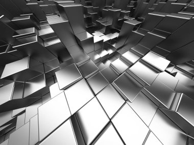 Koyu gümüş küpler. Soyut metalik arka plan. Modern tasarım. 3d hazırlayıcı