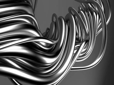 Metalik, soyut, dalgalı sıvı arka plan. 3d resimleme