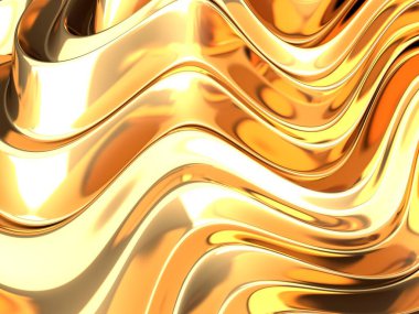 Altın soyut dalgalı sıvı arka plan. 3d resimleme