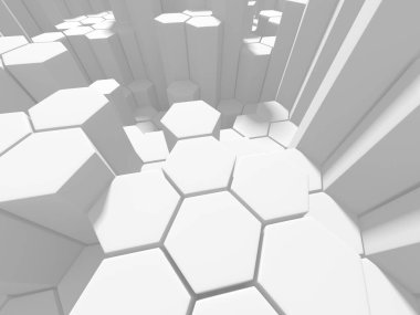 Beyaz Geometrik Altıgen Soyut Arkaplan. 3d Hazırlama